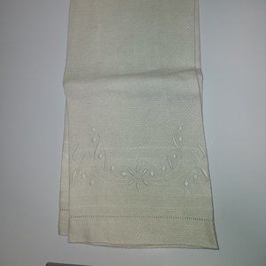 Floral border embroidered Vintage Linen Kitchen towel